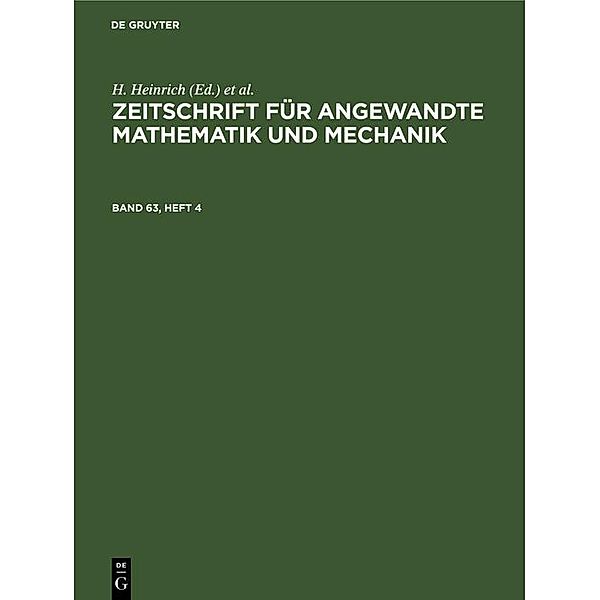 Zeitschrift für Angewandte Mathematik und Mechanik. Band 63, Heft 4