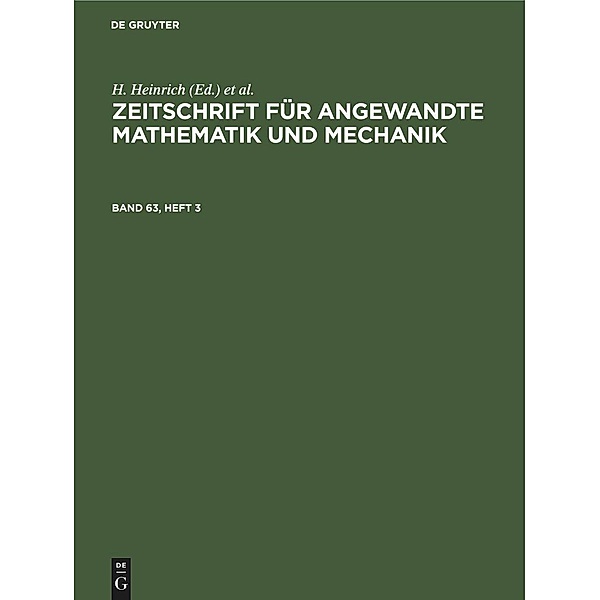 Zeitschrift für Angewandte Mathematik und Mechanik. Band 63, Heft 3