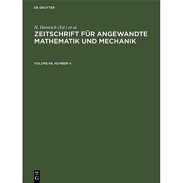 Zeitschrift für Angewandte Mathematik und Mechanik. Volume 69, Number 4