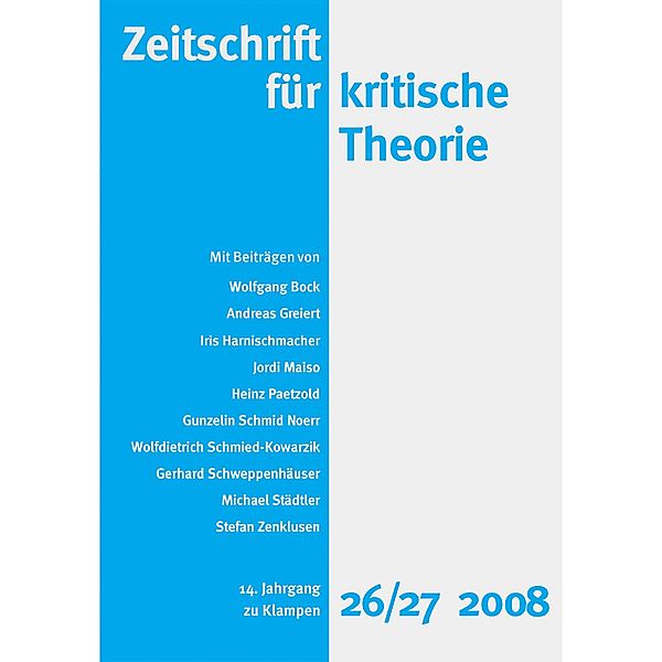 Zeitschrift für kritische Theorie / Zeitschrift für kritische Theorie, Heft 26/27 / Zeitschrift für kritische Theorie