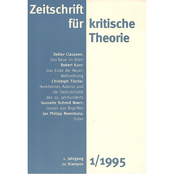 Zeitschrift für kritische Theorie / Zeitschrift für kritische Theorie, Heft 1 / Zeitschrift für kritische Theorie
