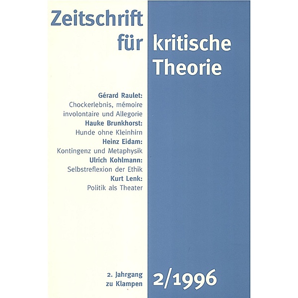 Zeitschrift für kritische Theorie / Zeitschrift für kritische Theorie, Heft 2 / Zeitschrift für kritische Theorie