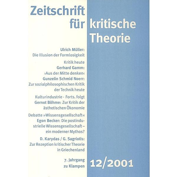Zeitschrift für kritische Theorie / Zeitschrift für kritische Theorie, Heft 12 / Zeitschrift für kritische Theorie