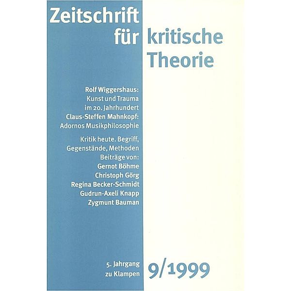 Zeitschrift für kritische Theorie / Zeitschrift für kritische Theorie, Heft 9 / Zeitschrift für kritische Theorie