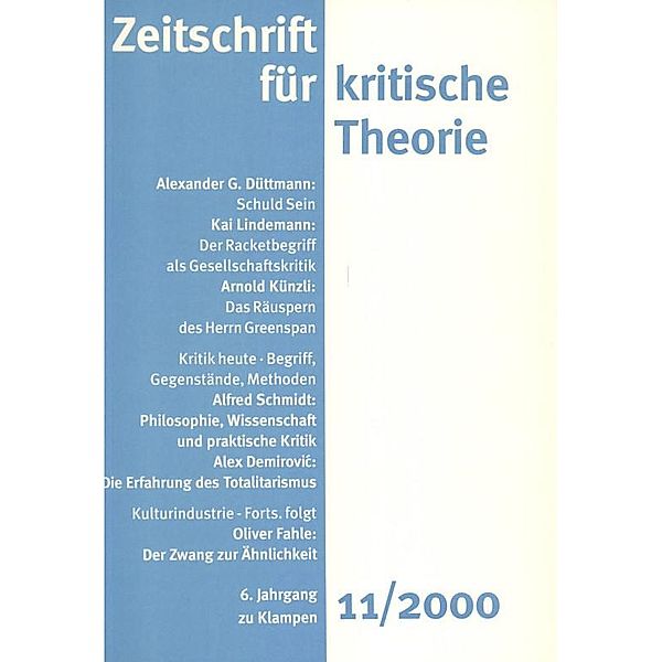 Zeitschrift für kritische Theorie / Zeitschrift für kritische Theorie, Heft 11 / Zeitschrift für kritische Theorie