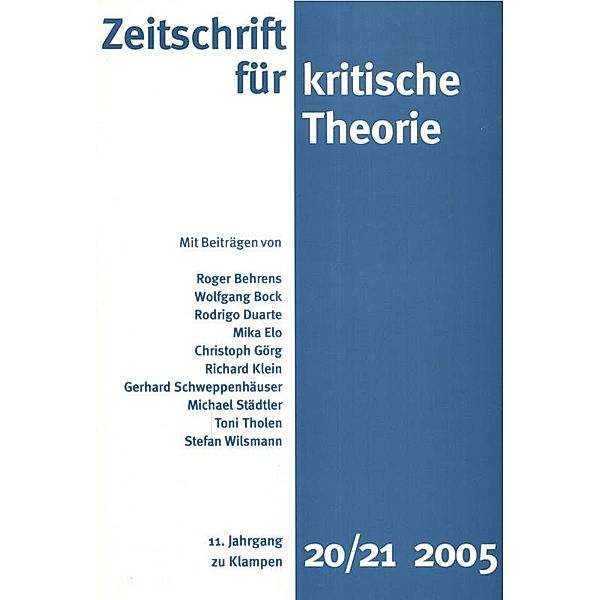 Zeitschrift für kritische Theorie / Zeitschrift für kritische Theorie, Heft 20/21 / Zeitschrift für kritische Theorie