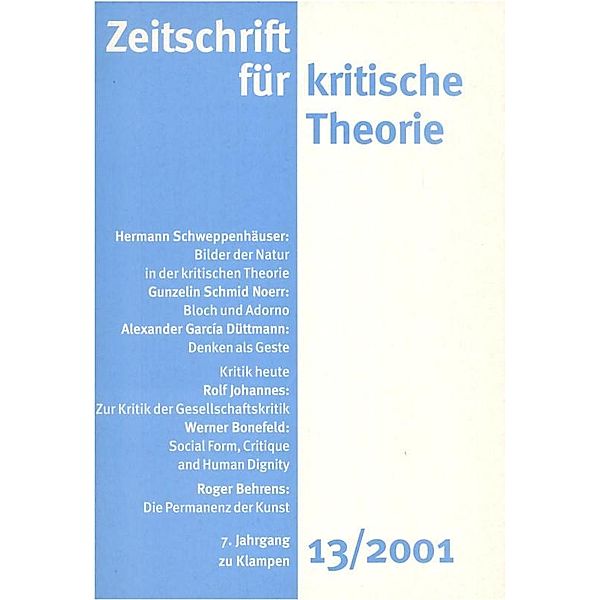 Zeitschrift für kritische Theorie / Zeitschrift für kritische Theorie, Heft 13 / Zeitschrift für kritische Theorie