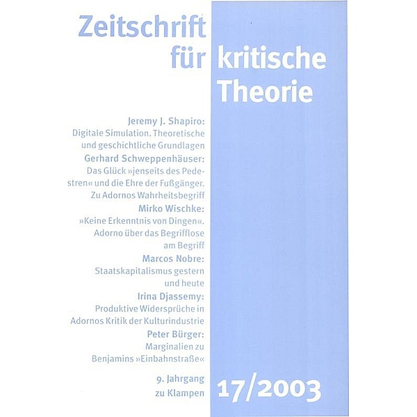 Zeitschrift für kritische Theorie / Zeitschrift für kritische Theorie, Heft 17 / Zeitschrift für kritische Theorie