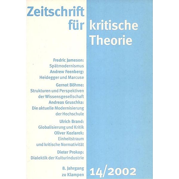 Zeitschrift für kritische Theorie / Zeitschrift für kritische Theorie, Heft 14 / Zeitschrift für kritische Theorie