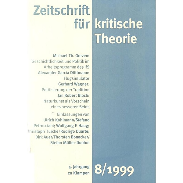 Zeitschrift für kritische Theorie / Zeitschrift für kritische Theorie, Heft 8 / Zeitschrift für kritische Theorie