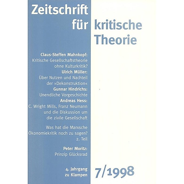 Zeitschrift für kritische Theorie / Zeitschrift für kritische Theorie, Heft 7 / Zeitschrift für kritische Theorie