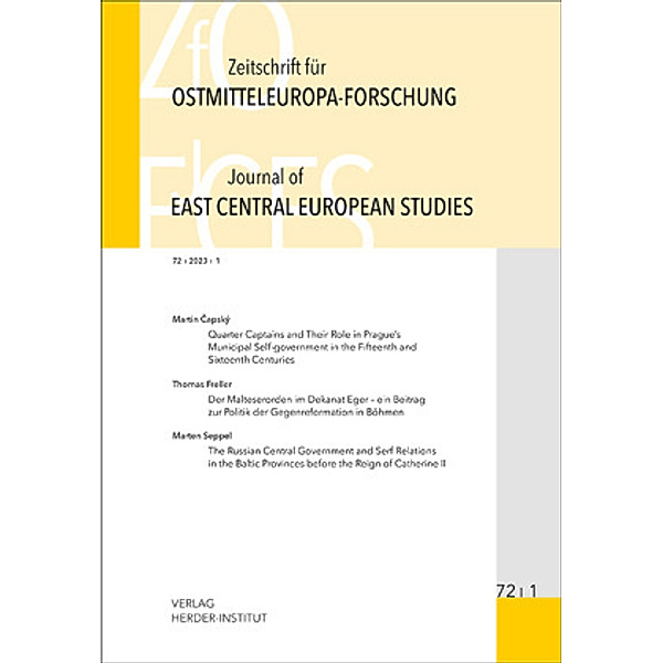 Zeitschrift für Ostmitteleuropaforschung / 72/1 / Zeitschrift für Ostmitteleuropa-Forschung (ZfO) 72/1 / Journal of East Central European Studies (JECES)