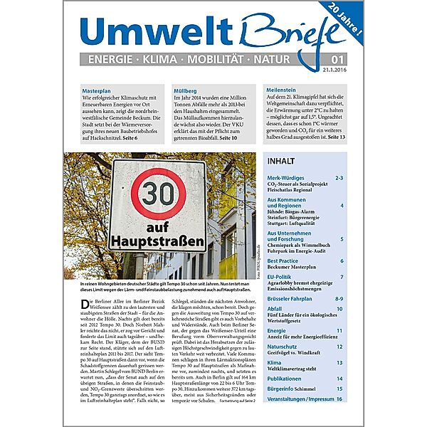 Zeitschrift UmweltBriefe Heft 01/2016