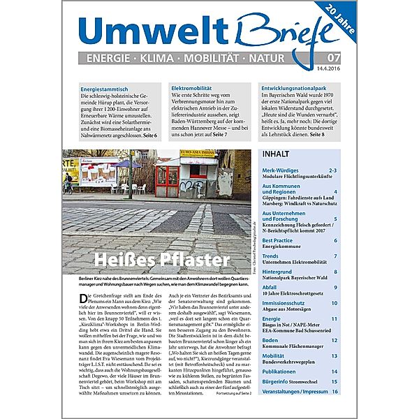 Zeitschrift UmweltBriefe Heft 07/2016