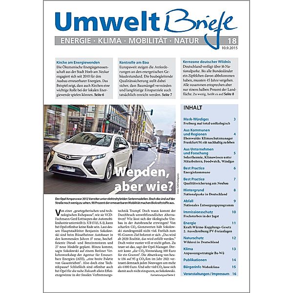 Zeitschrift UmweltBriefe Heft 18/2015