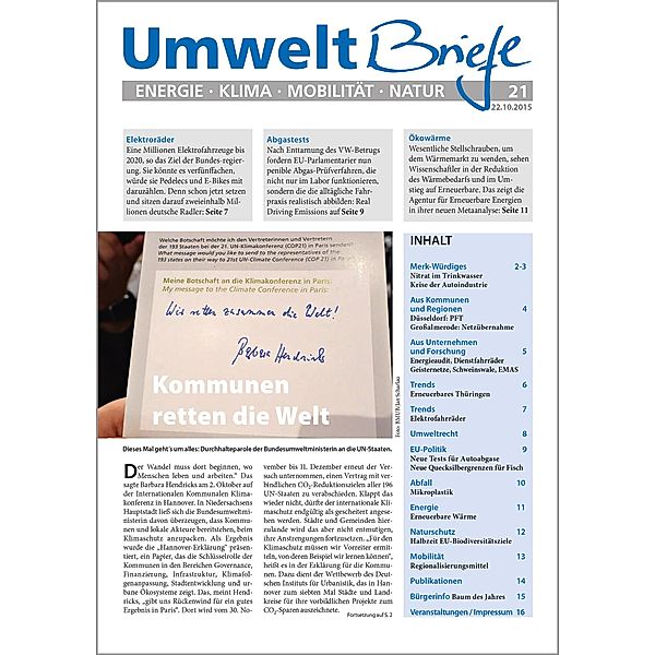 Zeitschrift UmweltBriefe Heft 21/2015