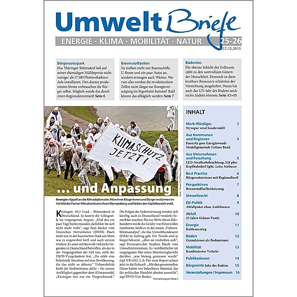 Zeitschrift UmweltBriefe Heft 25-26/2015