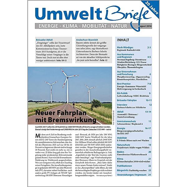 Zeitschrift UmweltBriefe Heft August 2016