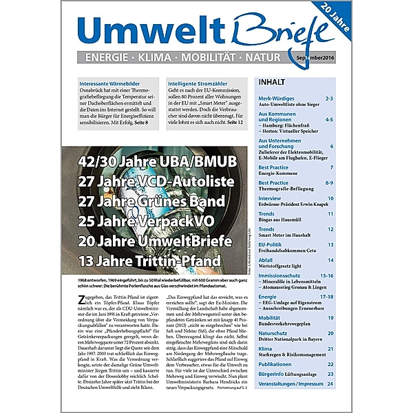 Zeitschrift UmweltBriefe Heft September 2016