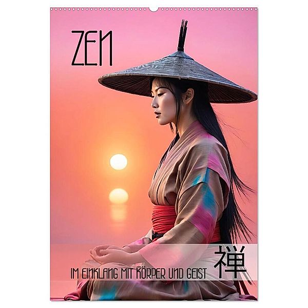 Zen - im Einklang mit Körper und Geist (Wandkalender 2025 DIN A2 hoch), CALVENDO Monatskalender, Calvendo, Renate Utz
