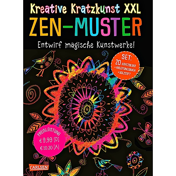 ZEN-Muster XXL: Set mit 20 Kratztafeln, Mappe, Anleitungsbuch und Holzstift / Kreative Kratzkunst XXL Bd.2, Anton Poitier