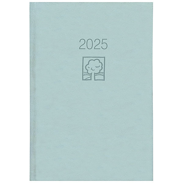 Zettler - Buchkalender 2025 grau, 14,5x21cm, Taschenkalender mit 392 Seiten im wattiertem Kunststoffeinband, 1 Woche auf 1 Seite, Tages- und Wochenzählung und internationales Kalendarium