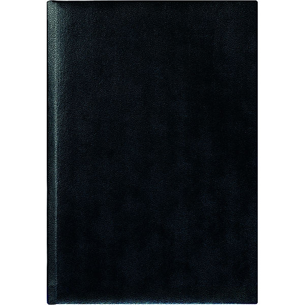 Zettler - Buchkalender 2025 schwarz, 14,5x21cm, Taschenkalender mit 336 Seiten im wattiertem Kunststoffeinband, 7 Tage auf 6 Seiten, Tages- und Wochenzählung und deutsches Kalendarium