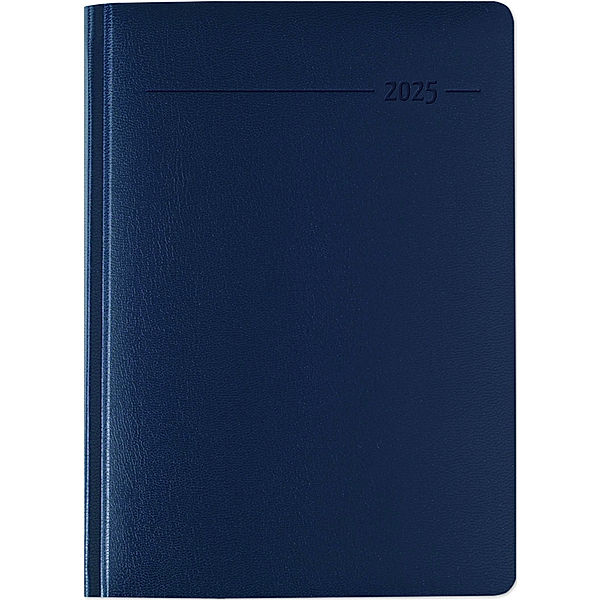 Zettler - Buchkalender Balacron 2025 blau, 15x21cm, Taschenkalender im Balacron Einband mit 416 Seiten, 1 Tag auf 1 Seite, Adressteil, Monatsübersicht, Mondphasen und internationales Kalendarium