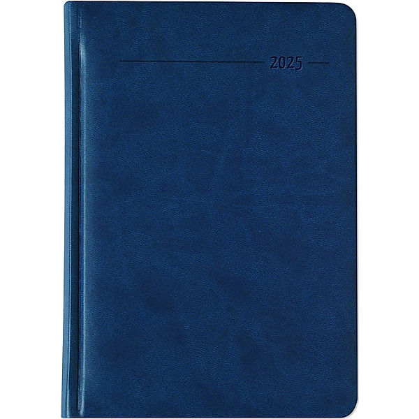 Zettler - Buchkalender Tucson 2025 blau, 15x21cm, Taschenkalender mit 416 Seiten mit 1 Tag auf 1 Seite, Adressteil, Notizbereich, Monatsübersicht, Mondphasen und internationales Kalendarium