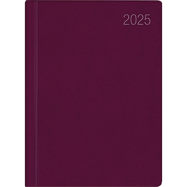 Zettler - Taschenkalender 2025 bordeaux, 10,2x14,2cm, Taschenplaner mit 400 Seiten im flexiblem Kunststoffeinband, 7 Tage auf 6 Seiten, Tages- und Wochenzählung und internationales Kalendarium