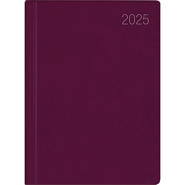 Zettler - Taschenkalender 2025 bordeaux, 8,3x10,7cm, Taschenplaner mit 140 Seiten im flexiblem Kunststoffeinband, 1 Woche auf 1 Seite, Tages- und Wochenzählung und deutsches Kalendarium