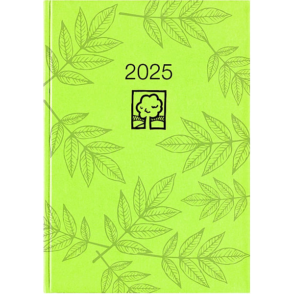 Zettler - Taschenkalender 2025 grün, 10,2x14,2cm, Taschenplaner mit 400 Seiten im Kartoneinband, Tages- und Wochenzählung, Mondphasen, Monatsübersicht und internationales Kalendarium