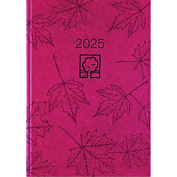 Zettler - Taschenkalender 2025 rot, 10,2x14,2cm, Taschenplaner mit 400 Seiten im Kartoneinband, Tages- und Wochenzählung, Mondphasen, Monatsübersicht und internationales Kalendarium