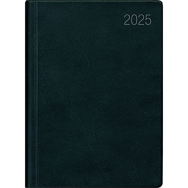 Zettler - Taschenkalender 2025 schwarz, 8,3x10,7cm, Taschenplaner mit 140 Seiten im flexiblem Kunststoffeinband, 1 Woche auf 2 Seiten, Tages- und Wochenzählung und internationales Kalendarium