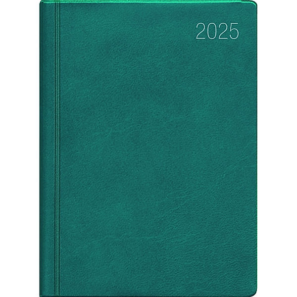 Zettler - Taschenkalender 2025 türkis, 10,2x14,2cm, Taschenplaner mit 400 Seiten im flexiblem Kunststoffeinband, 7 Tage auf 6 Seiten, Tages- und Wochenzählung und internationales Kalendarium