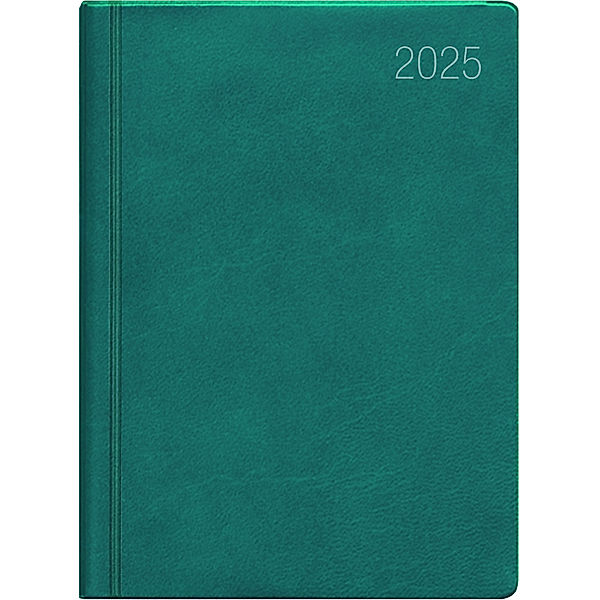 Zettler - Taschenkalender 2025 türkis, 10,2x14,2cm, Taschenplaner mit 192 Seiten im flexiblem Kunststoffeinband, 1 Woche auf 2 Seiten, Tages- und Wochenzählung und internationales Kalendarium