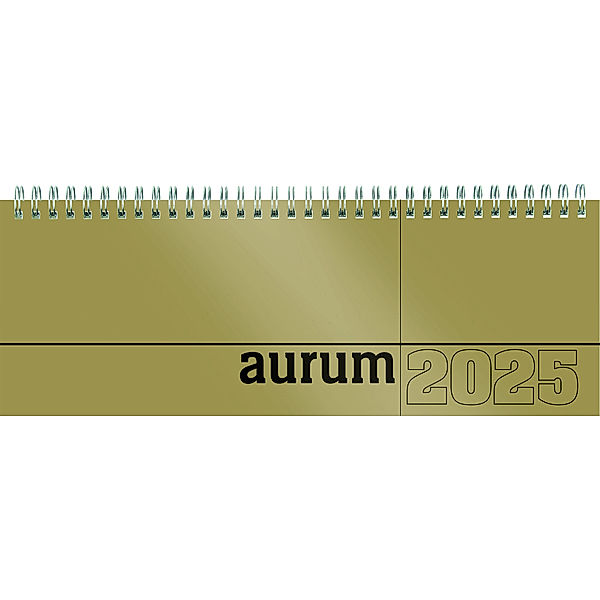 Zettler - Tisch-Querkalender 2025 aurum, 29,7x13,5cm, Bürokalender mit 112 Seiten, Monatsübersicht, Notizbereich, Mondphasen, Ringbindung und internationales Kalendarium