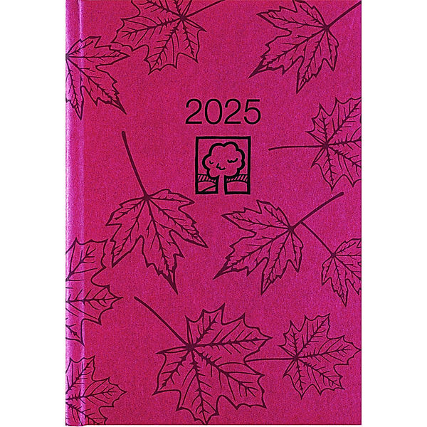 Zettler - Wochenbuch 2025 rot, 14,6x21cm, Taschenkalender mit 128 Seiten im Kartoneinband, Tages- und Wochenzählung, Mondphasen, Recyclingpapier und internationales Kalendarium