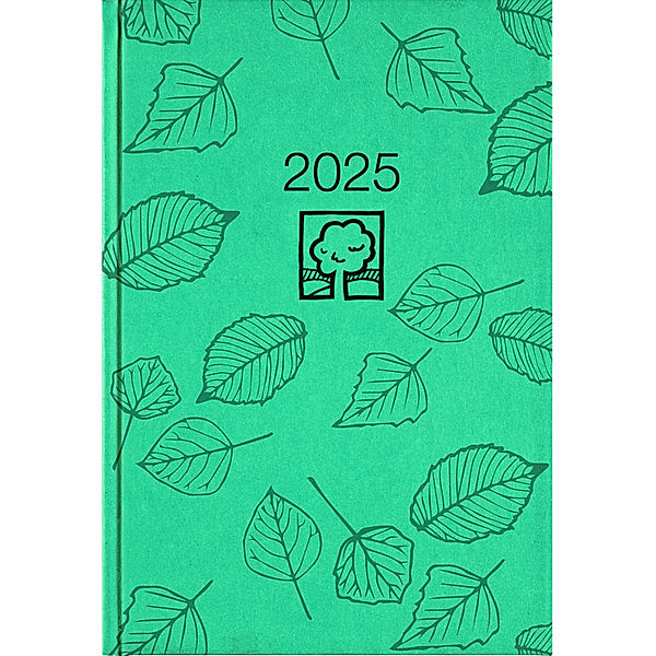 Zettler - Wochenbuch 2025 türkis, 14,6x21cm, Taschenkalender mit 128 Seiten im Kartoneinband, Tages- und Wochenzählung, Mondphasen, Recyclingpapier und internationales Kalendarium