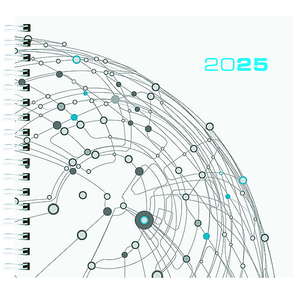 Zettler - Wochenbuch Assessor 2025 weiß, 15,8x14,7cm, Taschenkalender mit 120 Seiten, 1 Woche auf 2 Seiten, Stundeneinteilung von 7 - 20 Uhr, Drahtkammbindung und deutsches Kalendarium