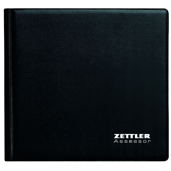 Zettler - Wochenbuch Mappe 2025 schwarz, 15,8x14,7cm, Bürokalender mit 128 Seiten, 1 Woche auf 2 Seiten, wattierter Kunststoffeinband, Klebebindung, Monatsübersicht und deutsches Kalendarium
