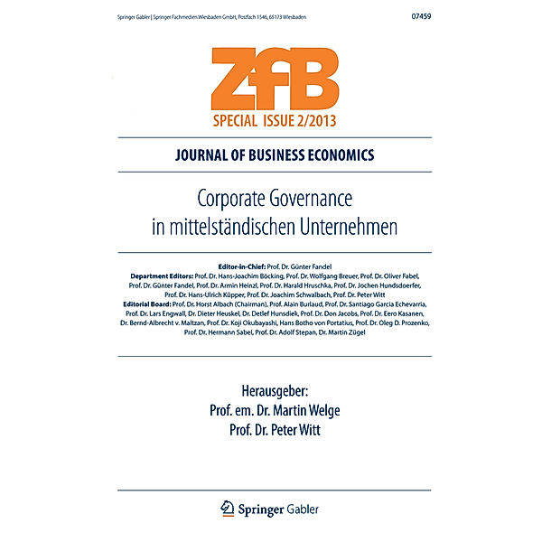 ZfB Special Issue / 2/2013 / Corporate Governance in mittelständischen Unternehmen