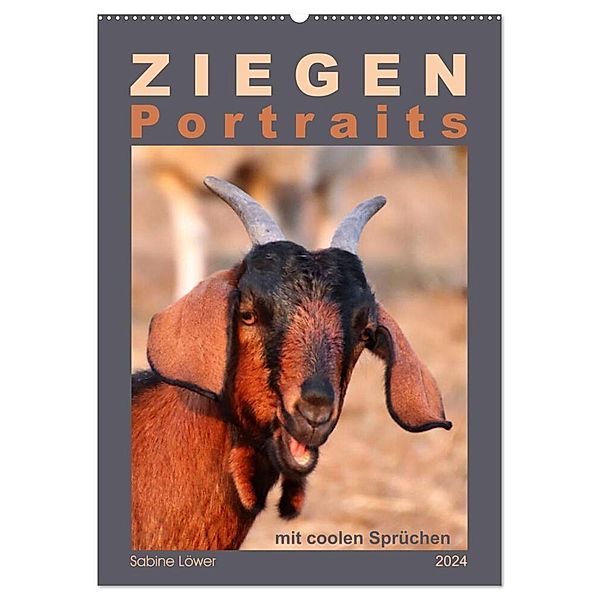 Ziegenportraits (Wandkalender 2024 DIN A2 hoch), CALVENDO Monatskalender, Sabine Löwer