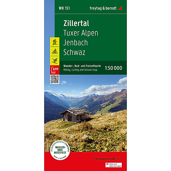 Zillertal, Wander-, Rad- und Freizeitkarte 1:50.000, freytag & berndt, WK 151