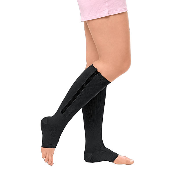 Zip Sox Kompressionssocken mit Reißverschluss, Größe L/XL, schwarz