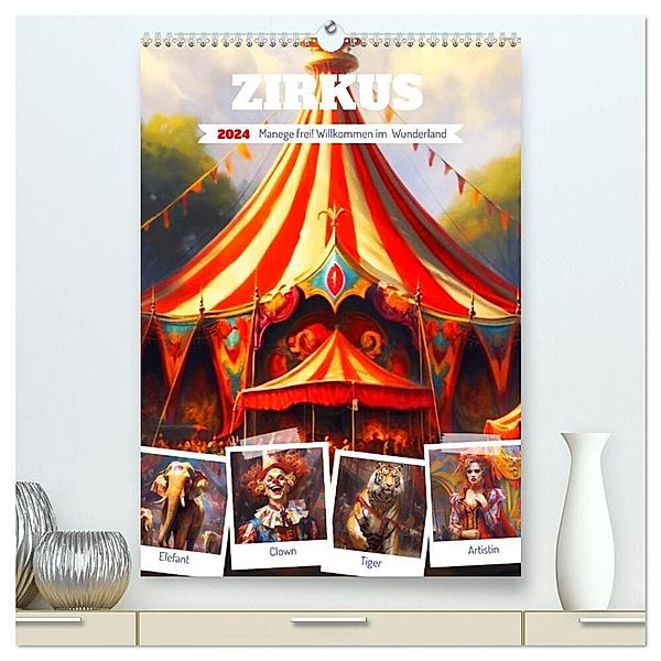 Zirkus. Manege frei! Willkommen im nostalgischen Wunderland (hochwertiger Premium Wandkalender 2024 DIN A2 hoch), Kunstdruck in Hochglanz, Rose Hurley