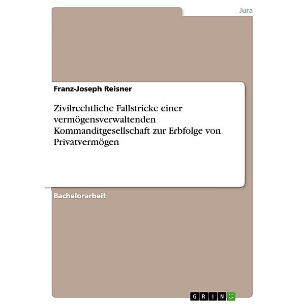 Zivilrechtliche Fallstricke einer vermögensverwaltenden Kommanditgesellschaft zur Erbfolge von Privatvermögen, Franz-Joseph Reisner