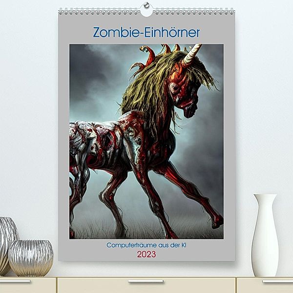 Zombie-Einhörner - Computerträume aus der KI (Premium, hochwertiger DIN A2 Wandkalender 2023, Kunstdruck in Hochglanz), Christine aka stine1