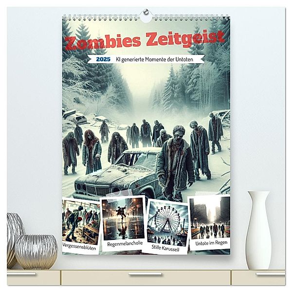 Zombies Zeitgeist - KI generierte Momente der Untoten (hochwertiger Premium Wandkalender 2025 DIN A2 hoch), Kunstdruck in Hochglanz, Calvendo, Marco Warstat