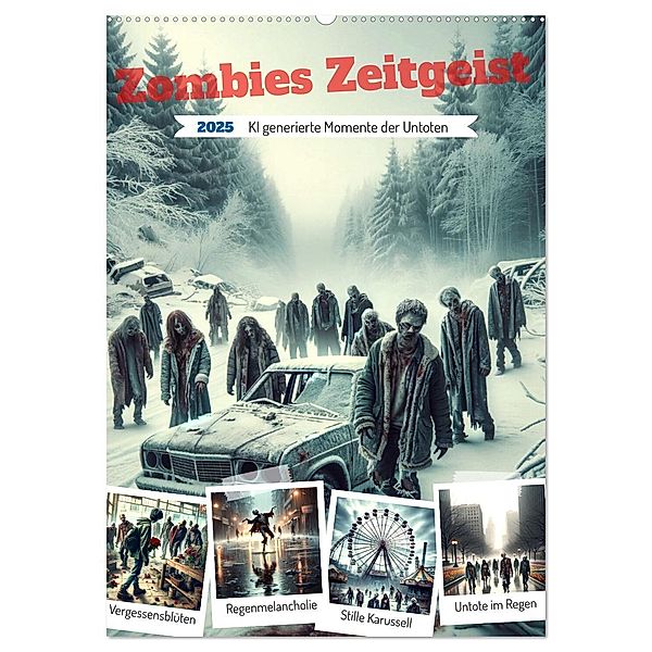 Zombies Zeitgeist - KI generierte Momente der Untoten (Wandkalender 2025 DIN A2 hoch), CALVENDO Monatskalender, Calvendo, Marco Warstat